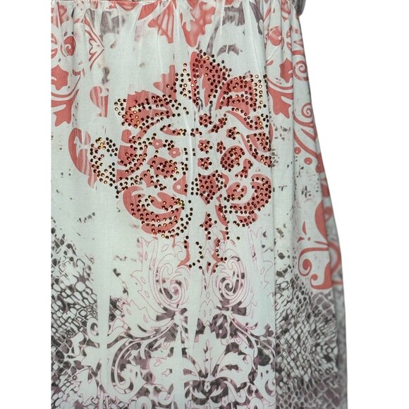 NEW Midi Cover-Up Beach Dress Womens Multicolor L Boho Pink/Brown Stretch - Picture 6 of 11